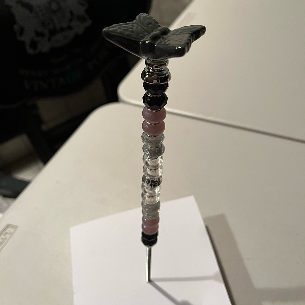 Butterfly Beaded plant stick. Handmade